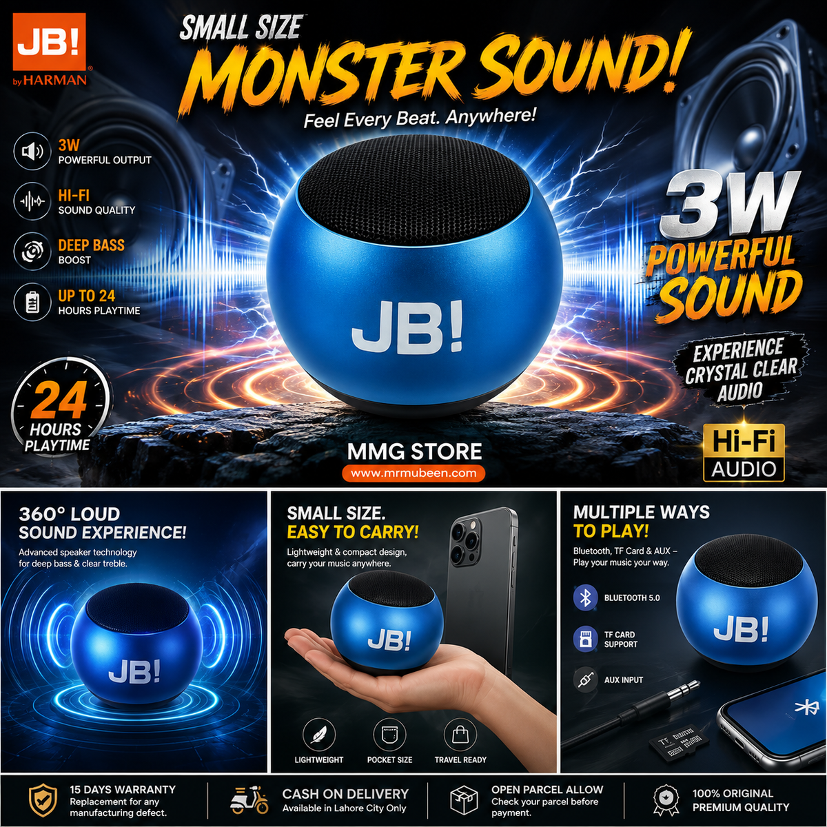 Mini Wireless Bluetooth & Memory Card Support Speaker M3-T – Hi-Fi Sound, 3Portable Mini Speaker |Rs-1495