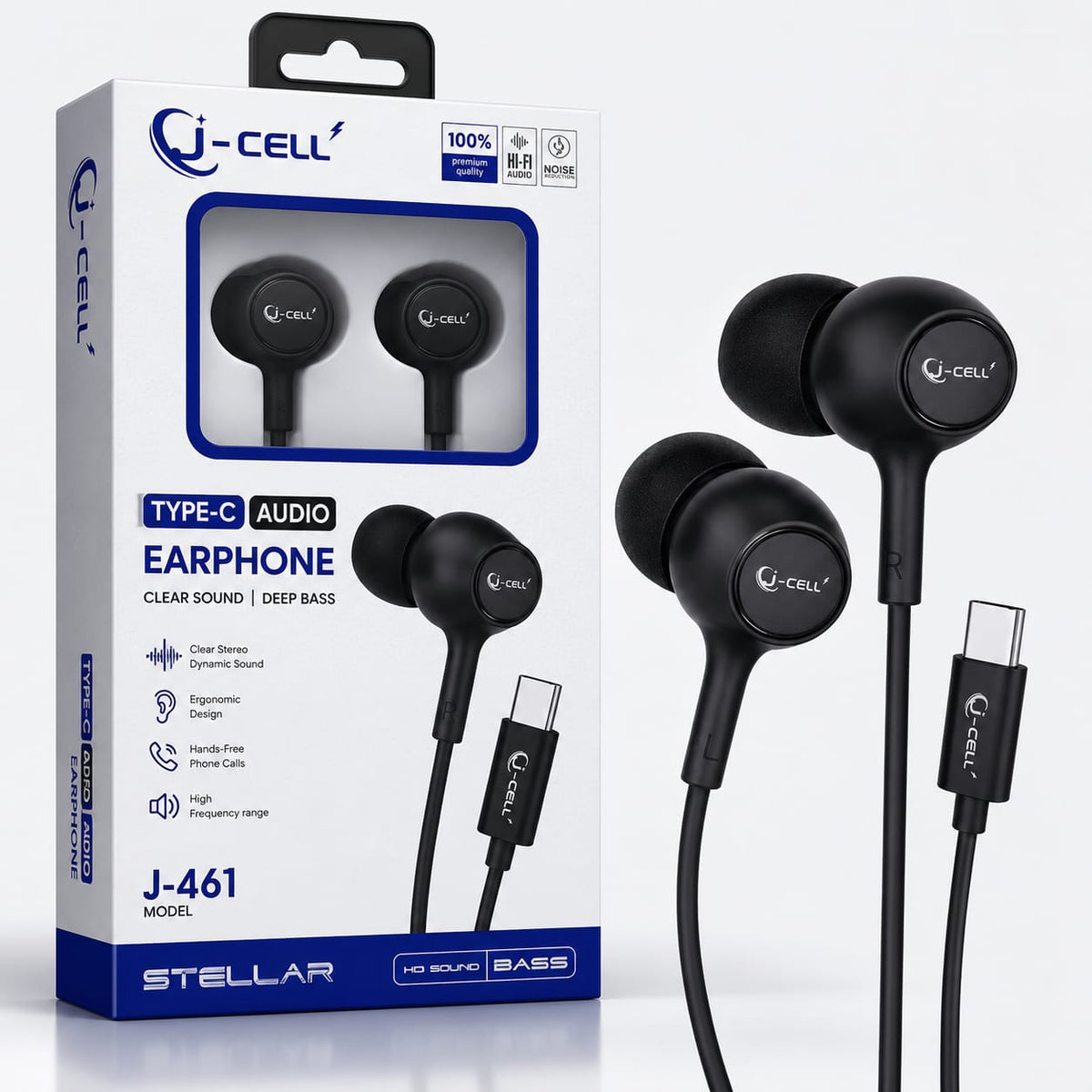 J-CELL J-460/461 Wired Earphone โ Clear Sound & Deep Bass | Rs-1190