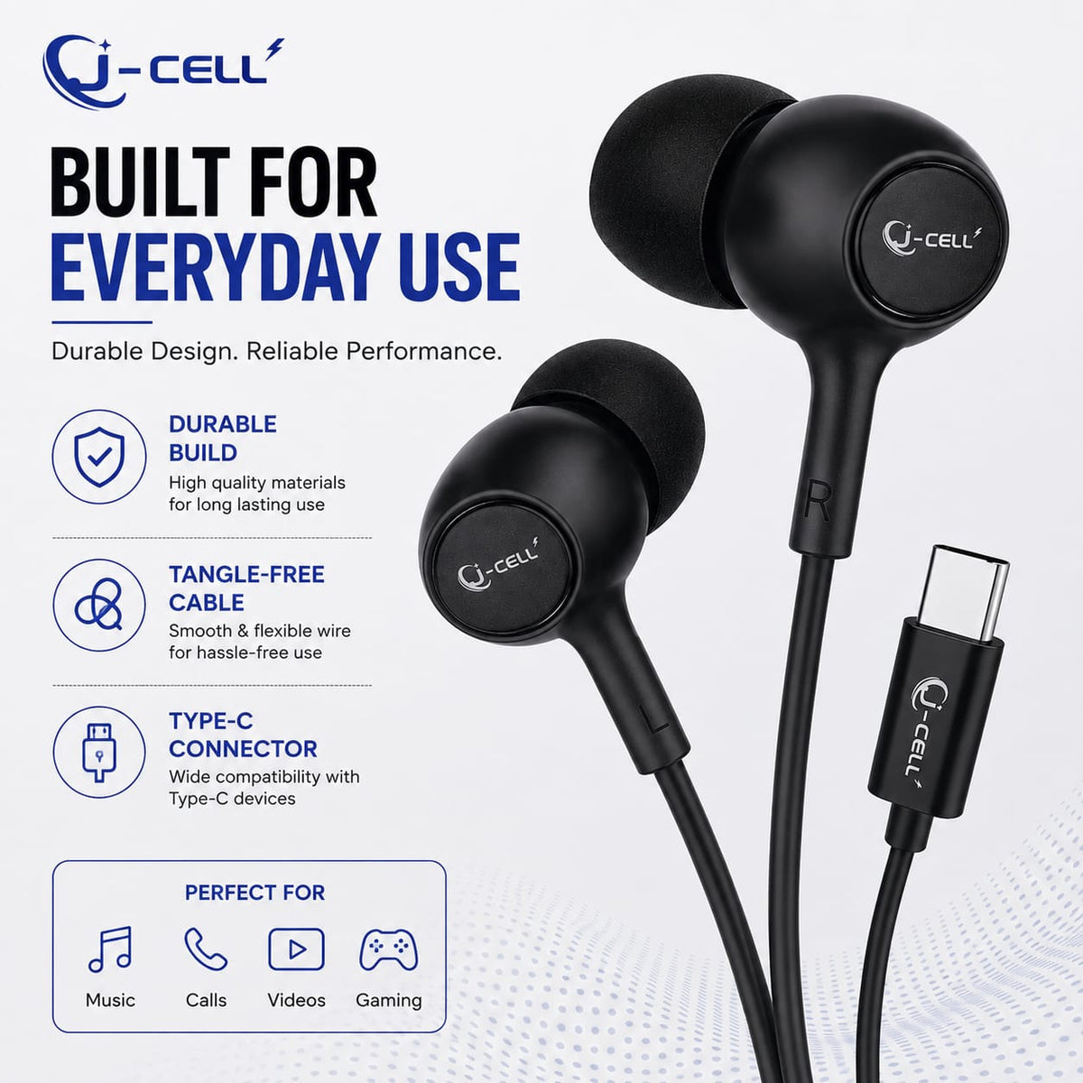 J-CELL J-460/461 Wired Earphone โ Clear Sound & Deep Bass | Rs-1190