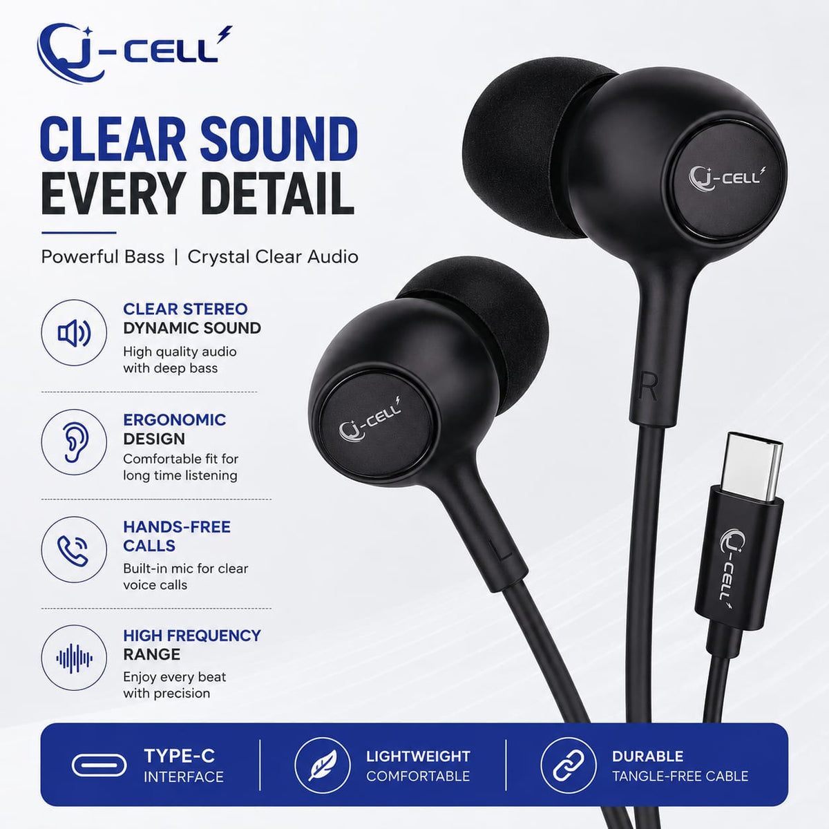 J-CELL J-460/461 Wired Earphone โ Clear Sound & Deep Bass | Rs-1190