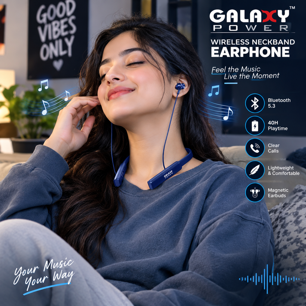 Galaxy Bluetooth Wireless Neckband Earphone | 80 Hours Standby |RS-2495