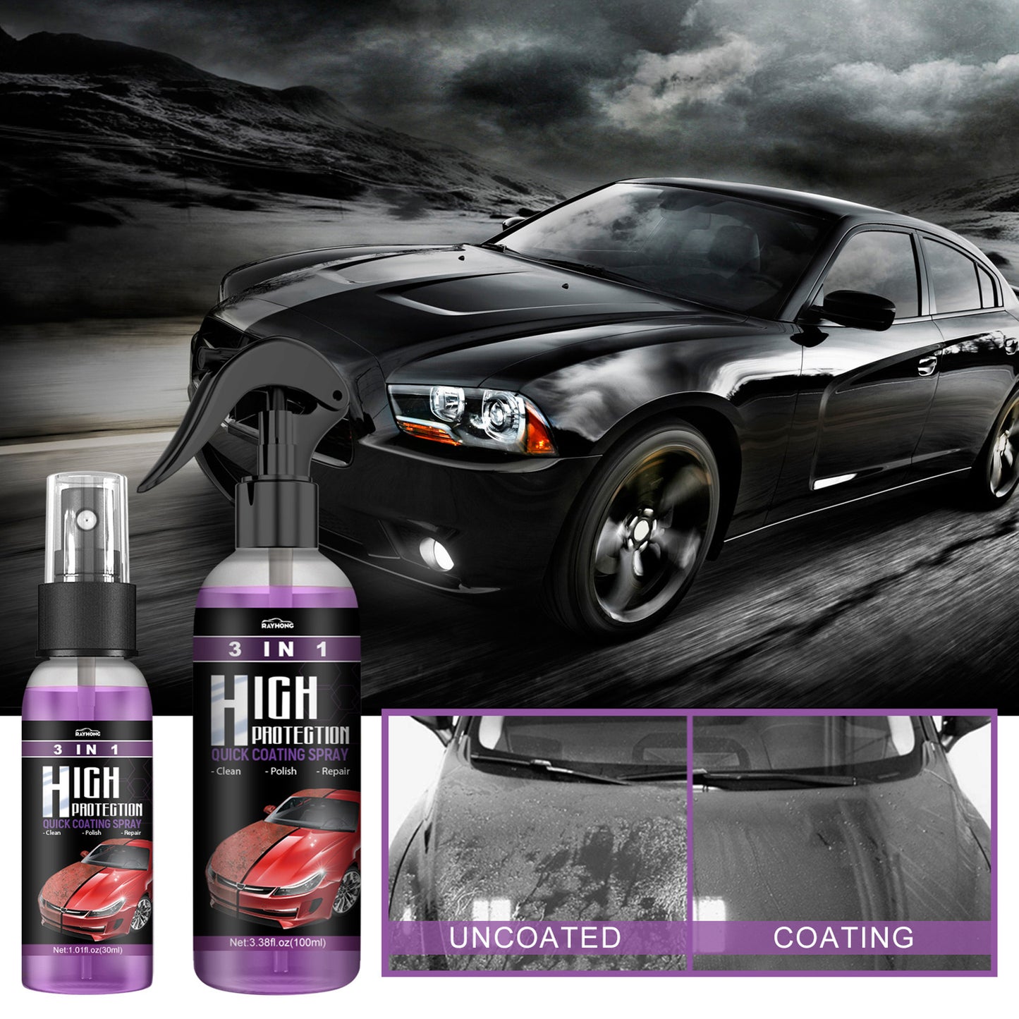 High Protection Quick Car Coat Ceramic 3 In 1 Coating Spray