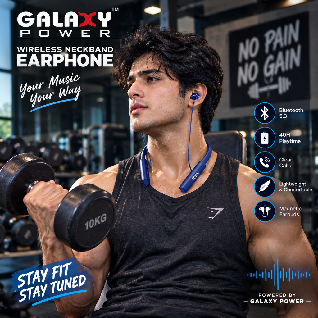 Galaxy Bluetooth Wireless Neckband Earphone | 80 Hours Standby |RS-2495