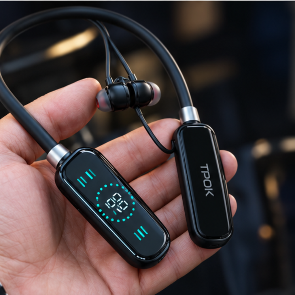 TPOK LH-G02 Wireless Neckband Earphones with Digital Display & Magnetic Earbuds |Rs-1695