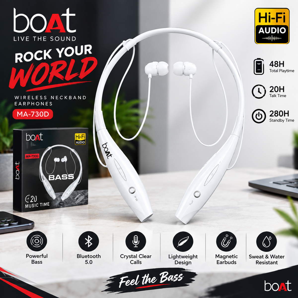 boAt Bass Wireless Neckband | Hi-Fi Audio & Powerful Bass | Rs-1395