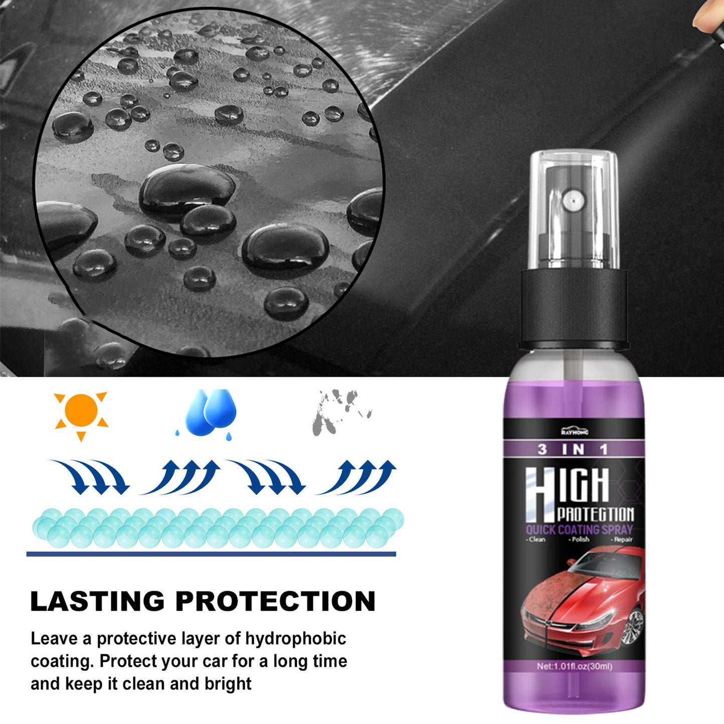 High Protection Quick Car Coat Ceramic 3 In 1 Coating Spray